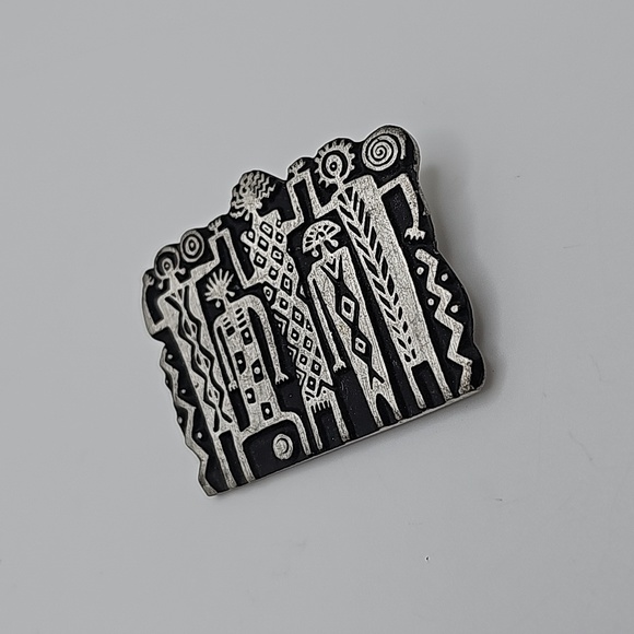 Alice Seely 2000 Signed Silver Pin Brooch Tribal - Picture 2 of 5